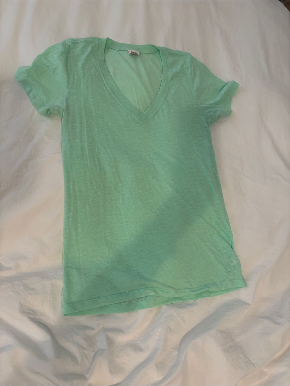 PINK Victoria's Secret Mint Green V-Neck Tee